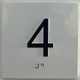 Sign Elevator floor 4 /jamb plate floor 4  letters/Image & Grade 2 Braille - Includes Red Adhesive pad for Easy Installation (white, Tacticle ) - The Sensation line
