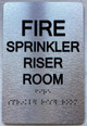 FIRE SPRINKLER RISER ROOM COMPLIANCE SIGN WITH RAISED LETTERS