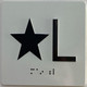 Elevator floor STAR L /jamb plate floor L  letters/Image & Grade 2 Braille - Includes Red Adhesive pad for Easy Installation (white, Tacticle ) - The Sensation line