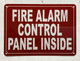 FIRE ALARM CONTROL PANEL INSIDE COMPLIANCE SIGN