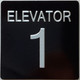 Elevator 1  with Raised letters/Image & Grade 2 Braille - Includes Red Adhesive pad for Easy Installation (Black, Tacticle ) - The Sensation line
