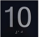 10 Floor Elevator Jamb Plate  With Braille and raised number-Elevator floor number 10  (black inch)- The sensation line