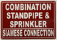 COMBINATION STANDPIPE AND SPRINKLER SIAMESE CONNECTION SAFETY SIGN