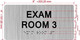 Sign EXAM ROOM S with Raised letters/Image & Grade 2 Braille - Includes Red Adhesive pad for Easy Installation (Brushed Aluminum/silver) - The park Ave Line (EXAM ROOM 3)