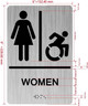 Signage Men / Women Restroom  with Raised letters/Image & Grade 2 Braille - Includes Red Adhesive pad for Easy Installation ( Brushed Aluminum/silver, Tacticle ) - The park Ave Line (WOMEN ACCESSIBLE)