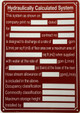 HYDRAULIC CALCULATED SYSTEM SAFETY SIGN