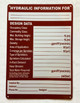 HYDRAULIC INFORMATION FOR SAFETY SIGN