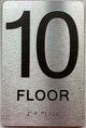 Sign 10th floor  with Raised letters/Image & Grade 2 Braille - Includes Red Adhesive pad for Easy Installation ( Brushed Aluminum/silver, Tacticle ) - The park Ave Line