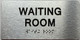 WAITING ROOM  with Raised letters/Image & Grade 2 Braille - Includes Red Adhesive pad for Easy Installation (Brushed Aluminum/silver, Tacticle ) - The park Ave Line