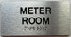 Signage METER ROOM  with Raised letters/Image & Grade 2 Braille - Includes Red Adhesive pad for Easy Installation (Brushed Aluminum/silver, Tacticle ) - The park Ave Line