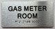 Sign GAS METER ROOM  with Raised letters/Image & Grade 2 Braille - Includes Red Adhesive pad for Easy Installation (Brushed Aluminum/silver, Tacticle ) - The park Ave Line