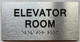 ELEVATOR ROOM  with Raised letters/Image & Grade 2 Braille - Includes Red Adhesive pad for Easy Installation (Brushed Aluminum/silver, Tacticle ) - The park Ave Line