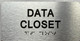 DATA CLOSET  with Raised letters/Image & Grade 2 Braille - Includes Red Adhesive pad for Easy Installation (Brushed Aluminum/silver, Tacticle ) - The park Ave Line