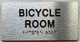 Signage BICYCLE ROOM  with Raised letters/Image & Grade 2 Braille - Includes Red Adhesive pad for Easy Installation (Brushed Aluminum/silver, Tacticle ) - The park Ave Line