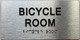 BICYCLE ROOM  with Raised letters/Image & Grade 2 Braille - Includes Red Adhesive pad for Easy Installation (Brushed Aluminum/silver, Tacticle ) - The park Ave Line