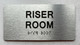 Signage RISER ROOM  with Raised letters/Image & Grade 2 Braille - Includes Red Adhesive pad for Easy Installation (Brushed Aluminum/silver, Tacticle ) - The park Ave Line