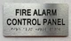 Sign FIRE ALARM CONTROL PANEL  with Raised letters/Image & Grade 2 Braille - Includes Red Adhesive pad for Easy Installation (Brushed Aluminum/silver, Tacticle ) - The park Ave Line