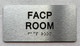 Signage FACP ROOM  with Raised letters/Image & Grade 2 Braille - Includes Red Adhesive pad for Easy Installation (Brushed Aluminum/silver, Tacticle ) - The park Ave Line