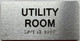 Signage UTILITY ROOM  with Raised letters/Image & Grade 2 Braille - Includes Red Adhesive pad for Easy Installation (Brushed Aluminum/silver, Tacticle ) - The park Ave Line