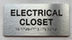 Sign ELECTRICAL CLOSET  with Raised letters/Image & Grade 2 Braille - Includes Red Adhesive pad for Easy Installation (Brushed Aluminum/silver, Tacticle ) - The park Ave Line