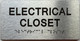 Signage ELECTRICAL CLOSET  with Raised letters/Image & Grade 2 Braille - Includes Red Adhesive pad for Easy Installation (Brushed Aluminum/silver, Tacticle ) - The park Ave Line