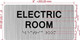 Signage ELECTRIC ROOM  with Raised letters/Image & Grade 2 Braille - Includes Red Adhesive pad for Easy Installation (Brushed Aluminum/silver, Tacticle ) - The park Ave Line