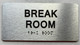 Signage Break Room  with Raised letters/Image & Grade 2 Braille - Includes Red Adhesive pad for Easy Installation ( Brushed Aluminum/silver, Tacticle ) - The park Ave Line