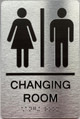 Signage CHANGING ROOM  / Unisex changing room  with Raised letters/Image & Grade 2 Braille - Includes Red Adhesive pad for Easy Installation ( Brushed Aluminum/silver, Tacticle ) - The park Ave Line