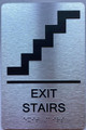Signage Floor number  with Raised letters/Image & Grade 2 Braille - Includes Red Adhesive pad for Easy Installation ( Brushed Aluminum/silver) - The park Ave Line (EXIT STAIRS)
