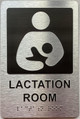 Signage LACTATION ROOM  with Raised letters/Image & Grade 2 Braille - Includes Red Adhesive pad for Easy Installation ( Brushed Aluminum/silver, Tacticle ) - The park Ave Line