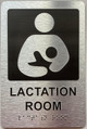 LACTATION ROOM  with Raised letters/Image & Grade 2 Braille - Includes Red Adhesive pad for Easy Installation ( Brushed Aluminum/silver, Tacticle ) - The park Ave Line