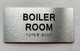 Signage BOILER ROOM  with Raised letters/Image & Grade 2 Braille - Includes Red Adhesive pad for Easy Installation (Tacticle ,Brushed Aluminum/silver) - The park Ave Line
