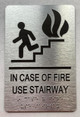 Sign Floor number  with Raised letters/Image & Grade 2 Braille - Includes Red Adhesive pad for Easy Installation ( Brushed Aluminum/silver) - The park Ave Line (In case of fire use stairway)