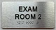 Sign EXAM ROOM S with Raised letters/Image & Grade 2 Braille - Includes Red Adhesive pad for Easy Installation (Brushed Aluminum/silver) - The park Ave Line (EXAM ROOM 2)