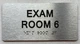 Signage EXAM ROOM S with Raised letters/Image & Grade 2 Braille - Includes Red Adhesive pad for Easy Installation (Brushed Aluminum/silver) - The park Ave Line (EXAM ROOM 6)