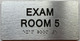 Sign EXAM ROOM S with Raised letters/Image & Grade 2 Braille - Includes Red Adhesive pad for Easy Installation (Brushed Aluminum/silver) - The park Ave Line (EXAM ROOM 5)
