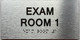 EXAM ROOM S with Raised letters/Image & Grade 2 Braille - Includes Red Adhesive pad for Easy Installation (Brushed Aluminum/silver) - The park Ave Line (EXAM ROOM 1)