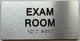 Sign EXAM ROOM S with Raised letters/Image & Grade 2 Braille - Includes Red Adhesive pad for Easy Installation (Brushed Aluminum/silver) - The park Ave Line (EXAM ROOM)
