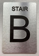 Signage Floor number  with Raised letters/Image & Grade 2 Braille - Includes Red Adhesive pad for Easy Installation ( Brushed Aluminum/silver) - The park Ave Line (STAIR B)