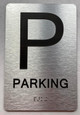 Sign Floor number  with Raised letters/Image & Grade 2 Braille - Includes Red Adhesive pad for Easy Installation ( Brushed Aluminum/silver) - The park Ave Line (Parking Floor)