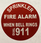 HPD TWO  FIRE SPRINKLER ALARM BELL SIGN