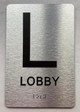 Sign Floor number  with Raised letters/Image & Grade 2 Braille - Includes Red Adhesive pad for Easy Installation ( Brushed Aluminum/silver) - The park Ave Line (Lobby Floor)