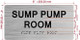 NYC SUMP PUMP ROOM SIGN WITH RAISED LETTERS