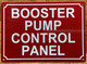 HPD BOOSTER POMP CONTROL PANEL SIGN