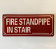 NYC FIRE STANDPIPE IN STAIR BLANK SIGN