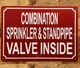 NYC COMBINATION SPRINKLER & STANDPIPE VALVE INSIDE SIGN
