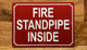 NYC FIRE STANDPIPE INSIDE SIGN