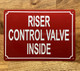 NYC RISER CONTROL VALVE INSIDE SIGN