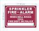 HPD SPRINKLER FIRE ALARM WHEN BELL RING CALL FIRE DEPT OR POLICE SIGN