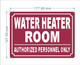HPD WATER HEATER ROOM SIGN